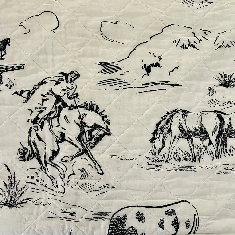 Paseo Road Ranch Life Western Toile Sham Set 2 Standard 20x26 Cowboy Reversible